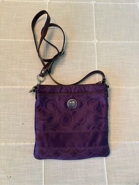 Coach Purple Nylon Crossbody Bag with Signature Stitch